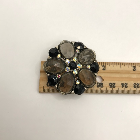 Chic Black and Silver-Tone with Rhinestones Brooch - Picture 5 of 5